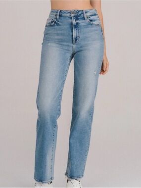 Hidden Jeans High Rise Straight Leg Light Wash Mom Jeans Size 25
